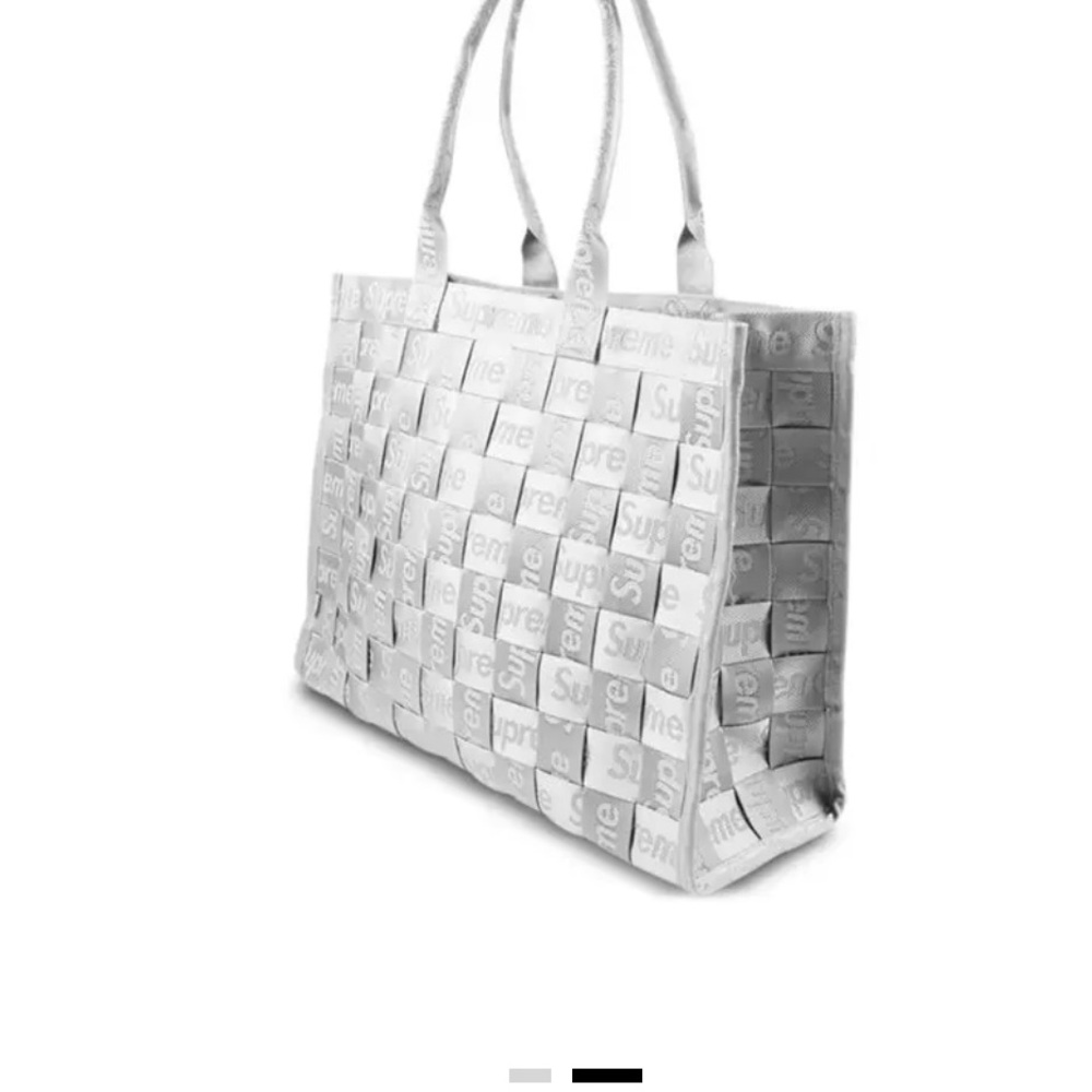 Supreme jacquard Silver Woven Tote Bag NEW